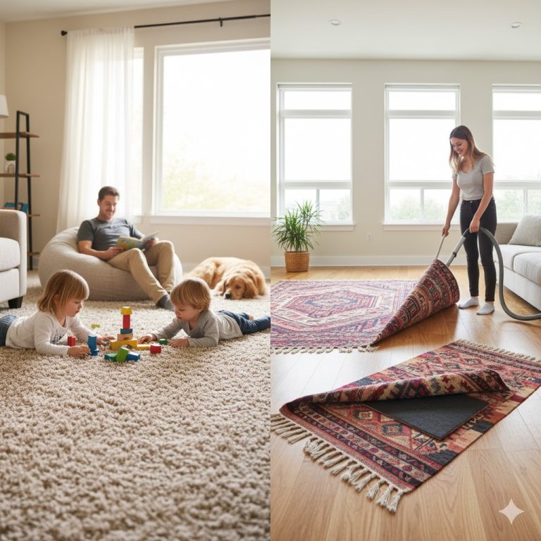الموكيت (السجاد المثبت) والسجاد المنزلي: مقارنة شاملة وأسرار اختيار أرضية صحية