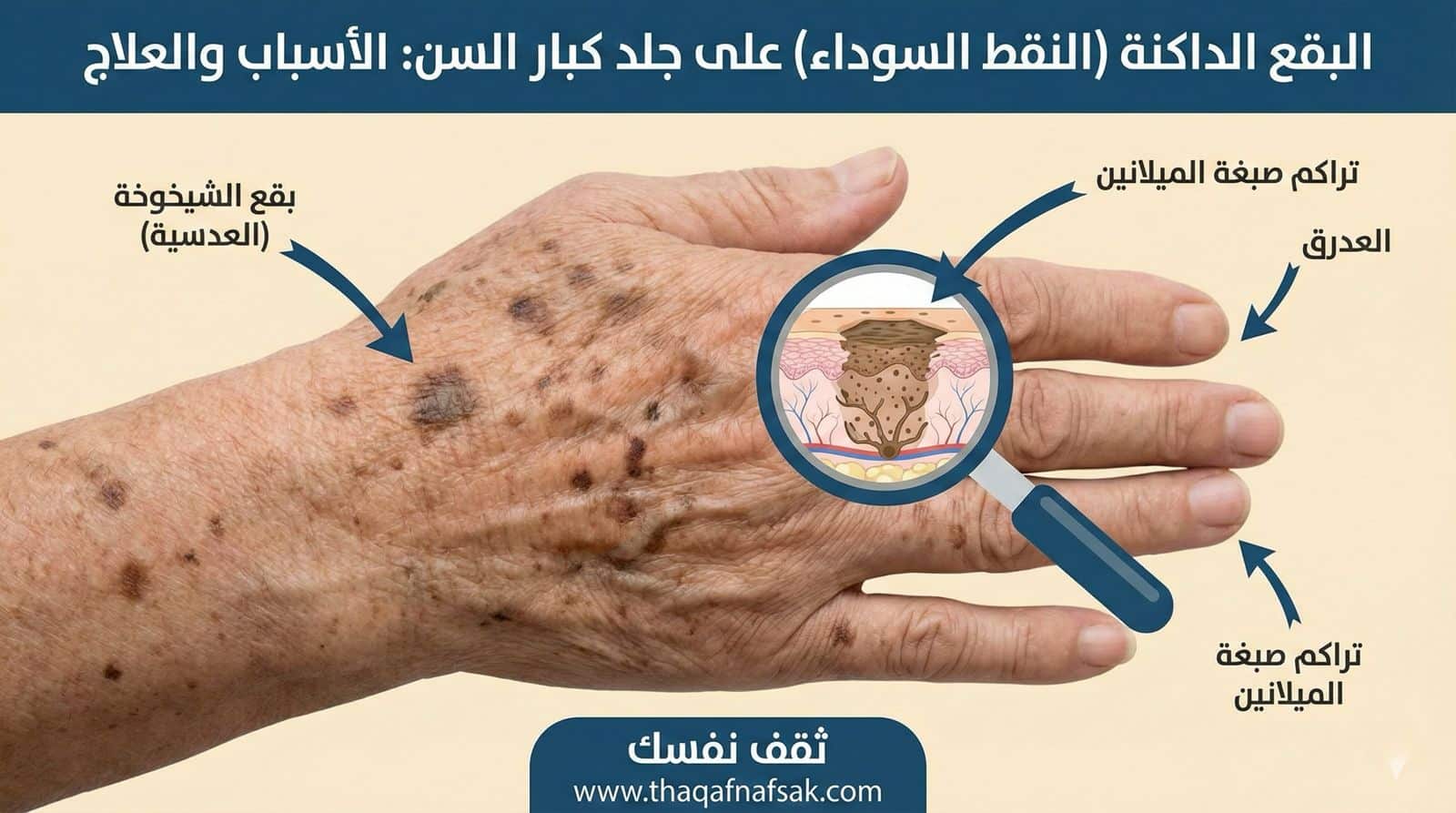 ماهي النقط السوداء التي تظهر على الجلد عند كبار السن فوق ال ٥٠ عام ؟